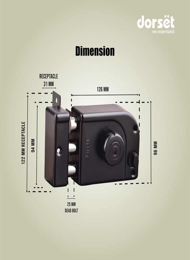 Dorset PHA 301 Trio Lock with Deadbolt | 14 Pin Technology, 10 Million Key Combinations, 4 Keys, 10-Year Warranty, Door Lock for Main Doors | Free Installation* - Graphite Matte Finish, Black - Image 3